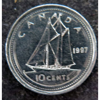 CANADA : Pièce de 10 cents 1997 Elisabeth II Voilier