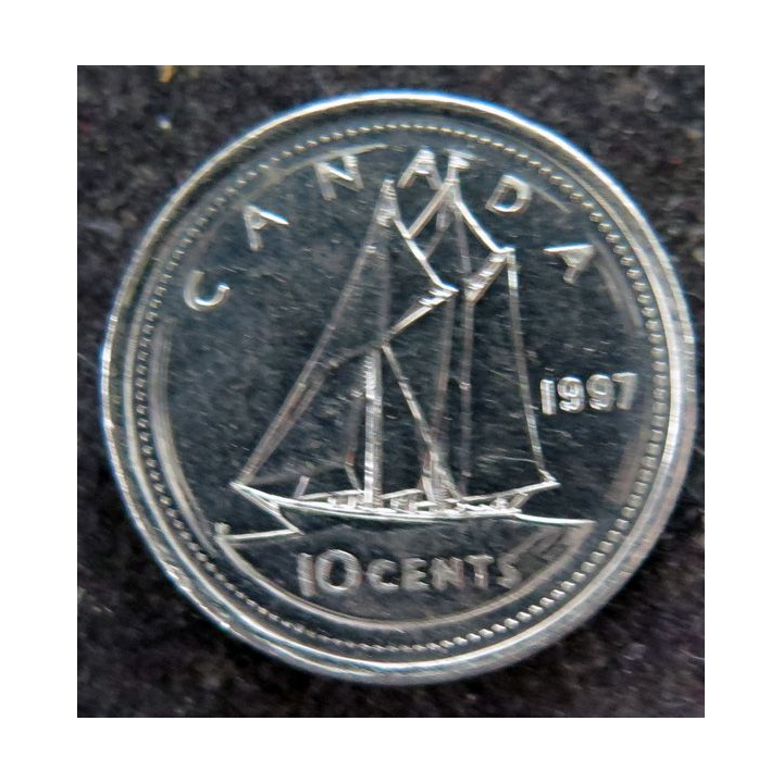 CANADA : Pièce de 10 cents 1997 Elisabeth II Voilier