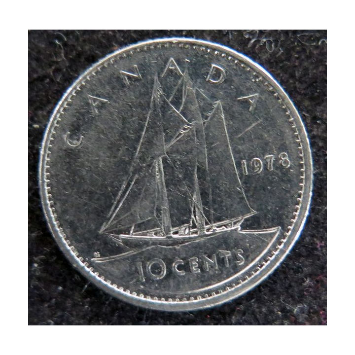 CANADA : Pièce de 10 cents 1978 Elisabeth II Voilier