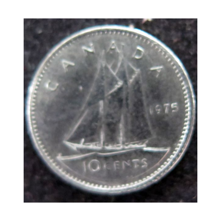 CANADA : Pièce de 10 cents 1975 Elisabeth II Voil