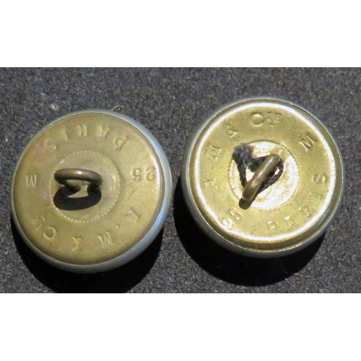 LOT de 2 boutons métal argentés de veste d'uniforme de la gendarmerie nationale