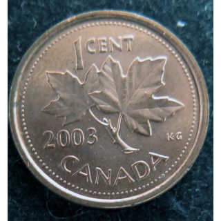 CANADA : Pièce de 1 cents 2003 Elisabeth II feuille d'érable