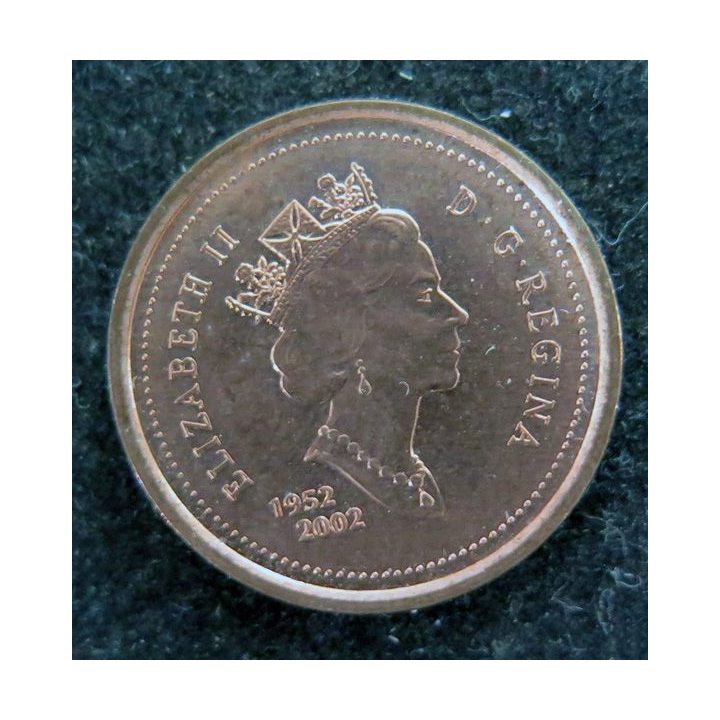 CANADA : Pièce de 1 cents 1952 2002 Elisabeth II feuille d'érable