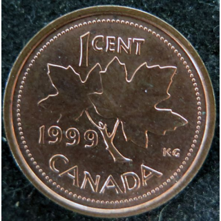CANADA : Pièce de 1 cents 1999 Elisabeth II feuille d'érable