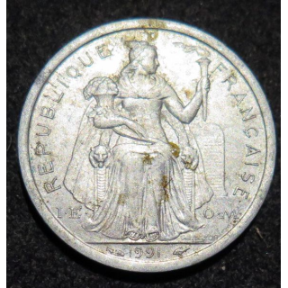 NOUVELLE CALEDONIE : pièce de 1 Francs IEOM 1991 en Aluminium