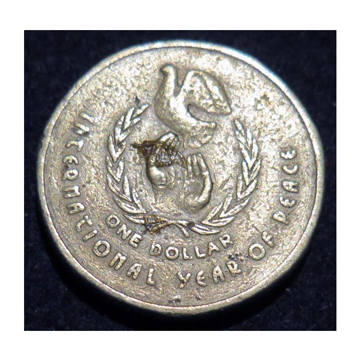 AUSTRALIE : pièce de 1 Dollar Elizabeth II 1986 en bronze aluminium International Year of peace