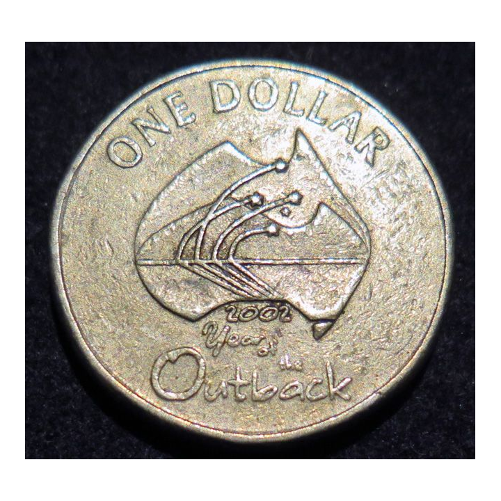 AUSTRALIE : pièce de 1 Dollar Elizabeth II 2002 Year of the outback en bronze aluminium