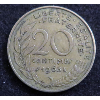 FRANCE : pièce de 20 Centimes s 1963 en cupro aluminium nickel