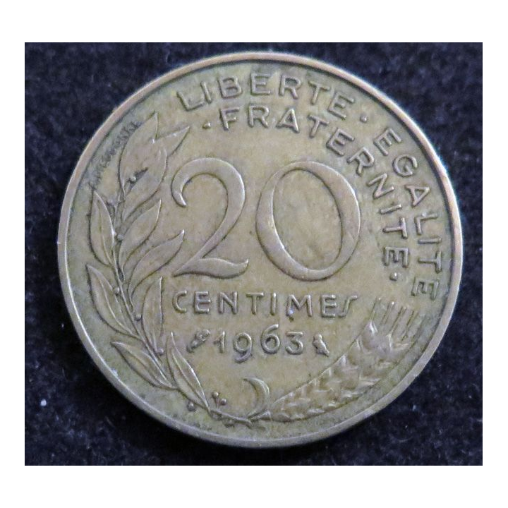 FRANCE : pièce de 20 Centimes s 1963 en cupro aluminium nickel