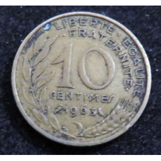 FRANCE : pièce de 10 Centimes 1963 en cupro aluminium nickel
