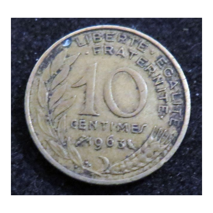 FRANCE : pièce de 10 Centimes 1963 en cupro aluminium nickel