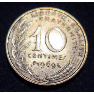 FRANCE : pièce de 10 Centimes 1969 en cupro aluminium nickel