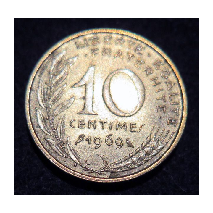 FRANCE : pièce de 10 Centimes 1969 en cupro aluminium nickel