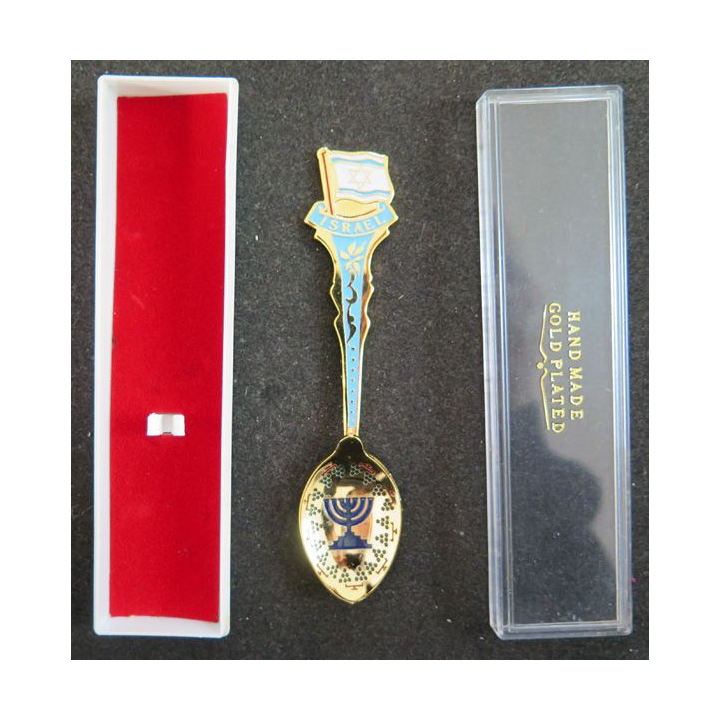 PETITE CUILLERE  de collection plaquée or d'Israël dans sa boite