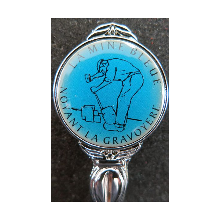 PETITE CUILLERE de collection argentée de la Mine Bleue de Noyant la Gravoyère dans sa boite