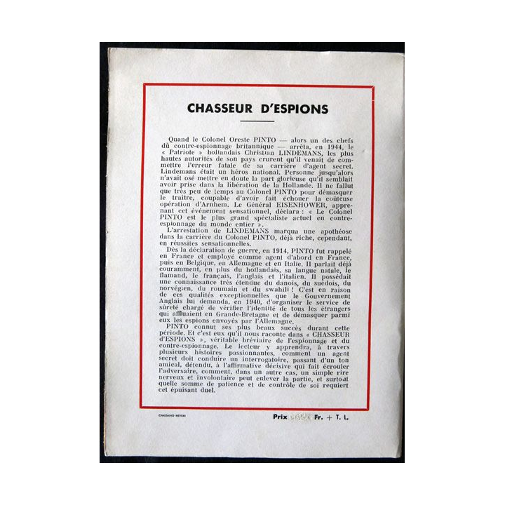 Chasseur d'espion par le Lieutenant-Colonel Oreste Pinto aux Editions Correa