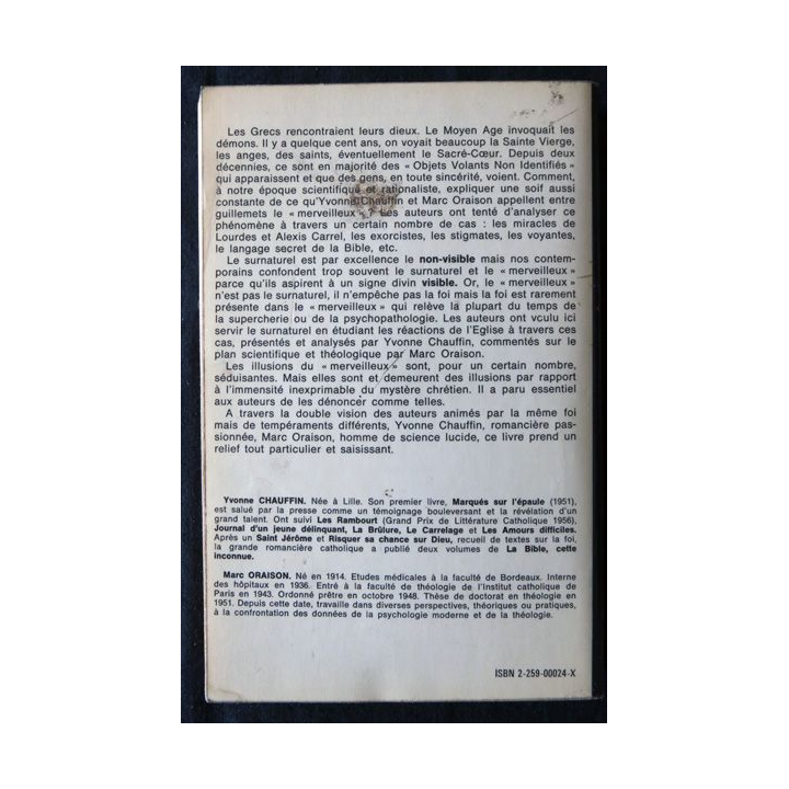 Le tribunal du merveilleux deYvonne Chauffin & Marc Oraison aux Editions Plon