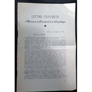 Lettre ouverte du maréchal Juin à Charles de Gaulle Président le 28/12/1960