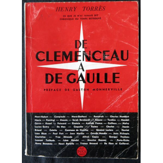 De Clémenceau à De Gaulle de Henry Torrès aux Editions Del Duca Paris Grasset 1946