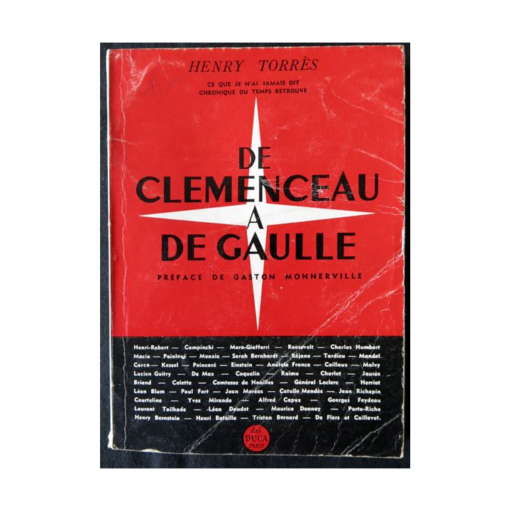 De Clémenceau à De Gaulle de Henry Torrès aux Editions Del Duca Paris Grasset 1946