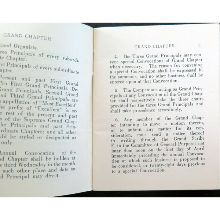 Franc-Maçonnerie : Regulations - Suprême Grand Chapter of Royal Arch Masons of South Australia 1944