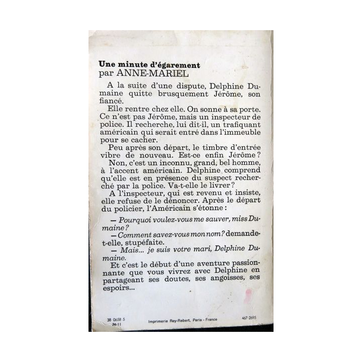 Une minute d'égarement de Anne Mariel aux Editions Tallandier