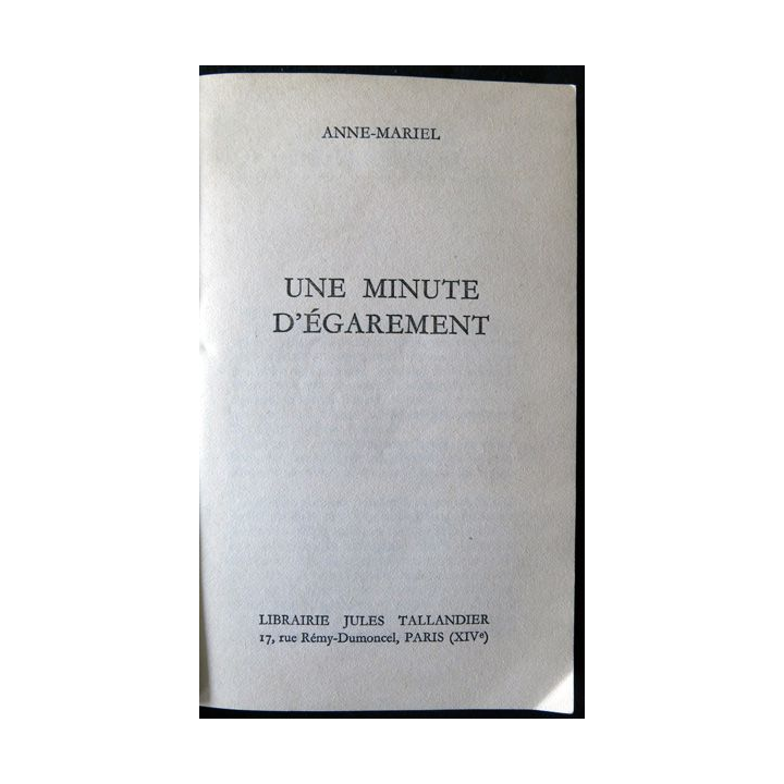 Une minute d'égarement de Anne Mariel aux Editions Tallandier
