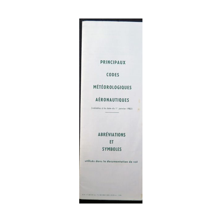 Principaux codes météorologiques aéronautiques 1983