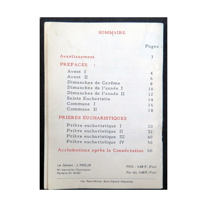 Prières eucharistiques et Préfaces Discours du Pape Septembre 1968