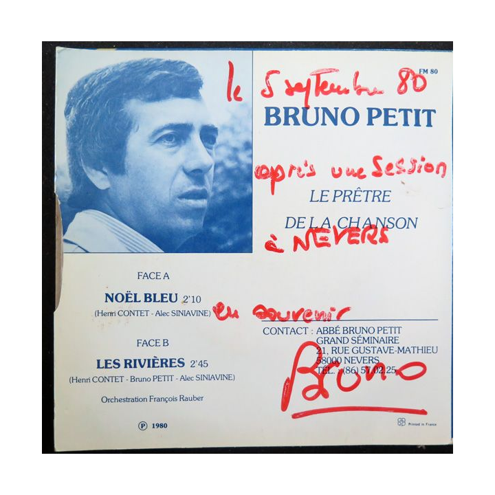 DISQUE 45 TOURS : Un prêtre chante Noël de l'Abbé Bruno Petit