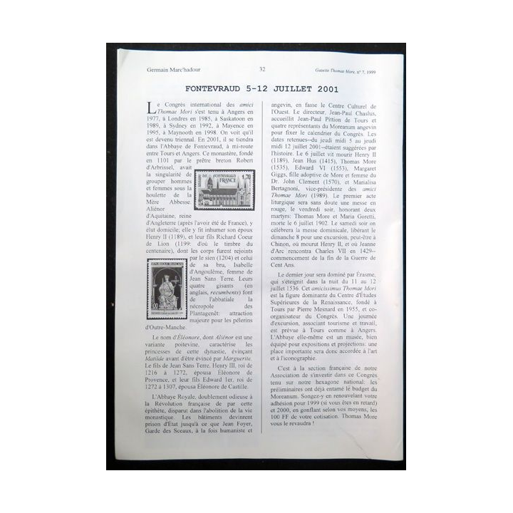 Gazette Thomas More n° 7 - 1999