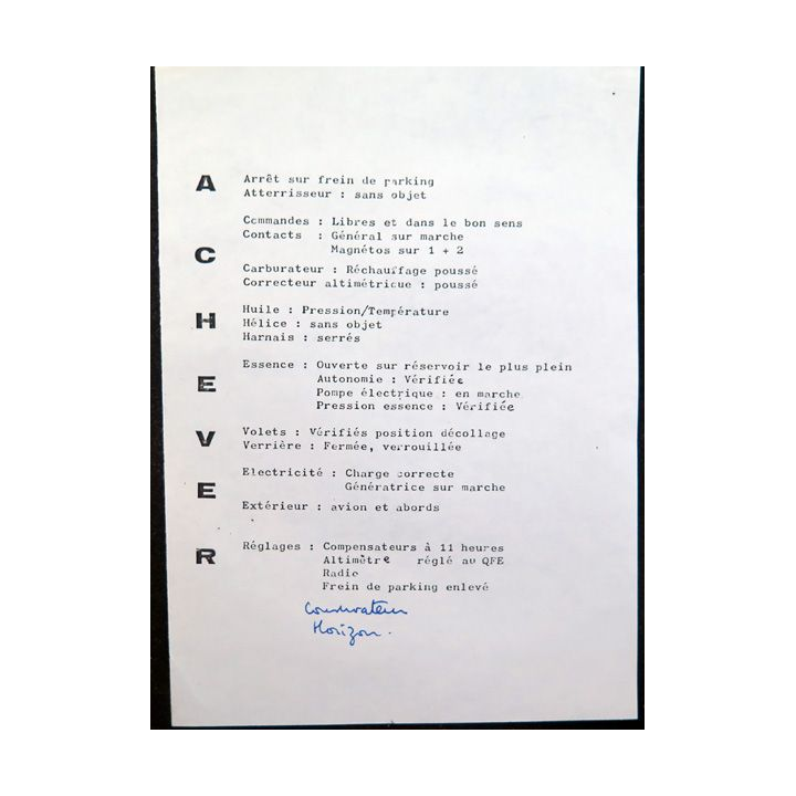 Consignes "ACHEVER" pour décoller
