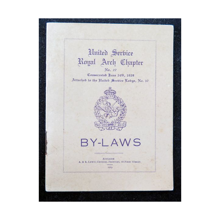 Franc-Maçonnerie : By-Laws United service Royal Arch Chapter n° 27 1929