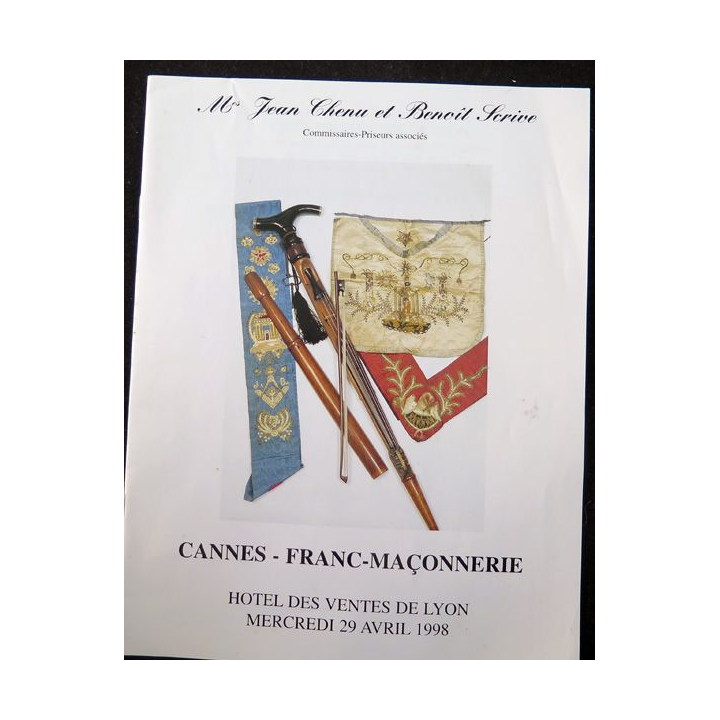 Catalogue vente aux enchères J. Chenu et B. Scrive Cannes Fran-maçonnerie Lyon 1998