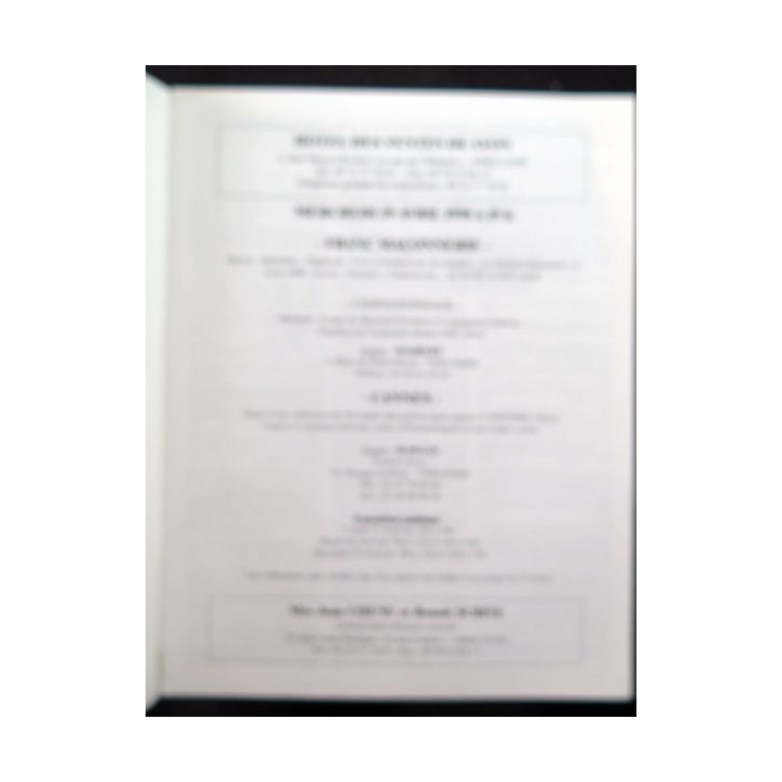 Catalogue vente aux enchères J. Chenu et B. Scrive Cannes Fran-maçonnerie Lyon 1998