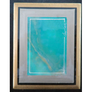 Boite en bois laquée signée Myriam 12 x 9,5 x 4,5 cm