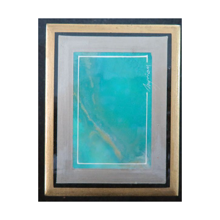 Boite en bois laquée signée Myriam 12 x 9,5 x 4,5 cm