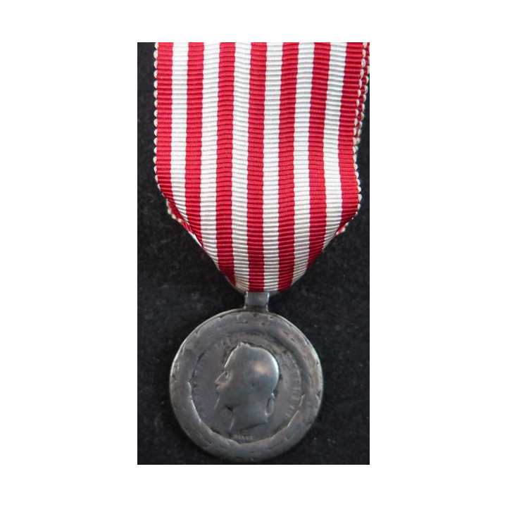 FRANCE : médaille commémorative d'Italie Napoléon III en argent (ruban non conforme)
