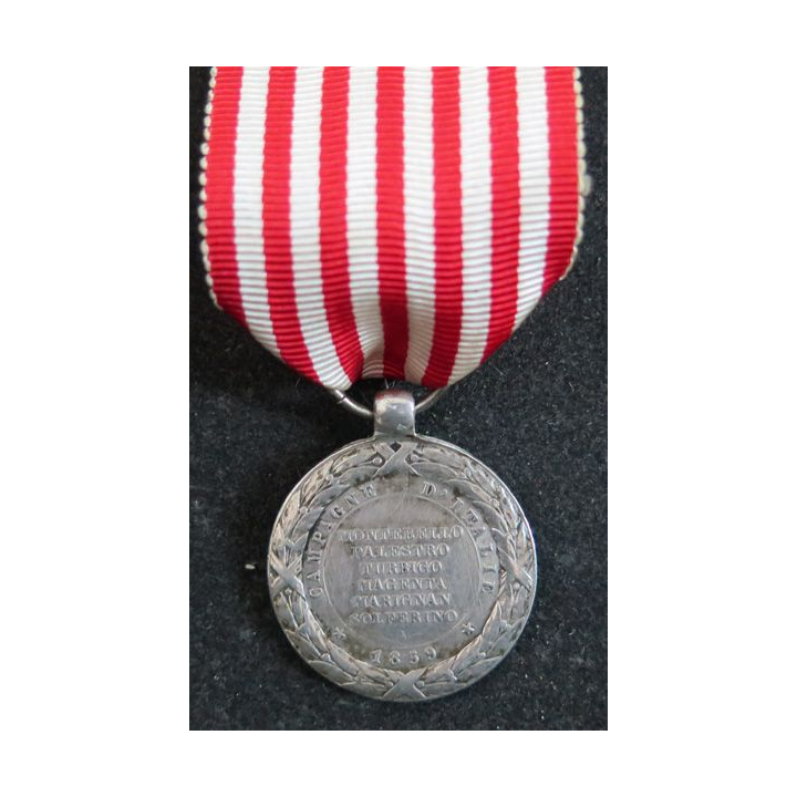 FRANCE : médaille commémorative d'Italie Napoléon III en argent (ruban non conforme)