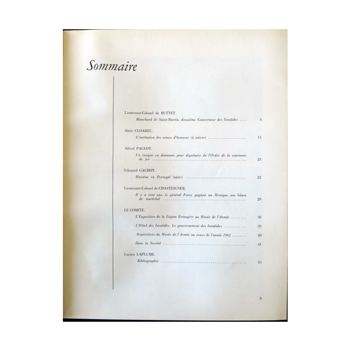 Revue de la société des amis du musée de l'armée N° 67 - 1963 avec son supplément