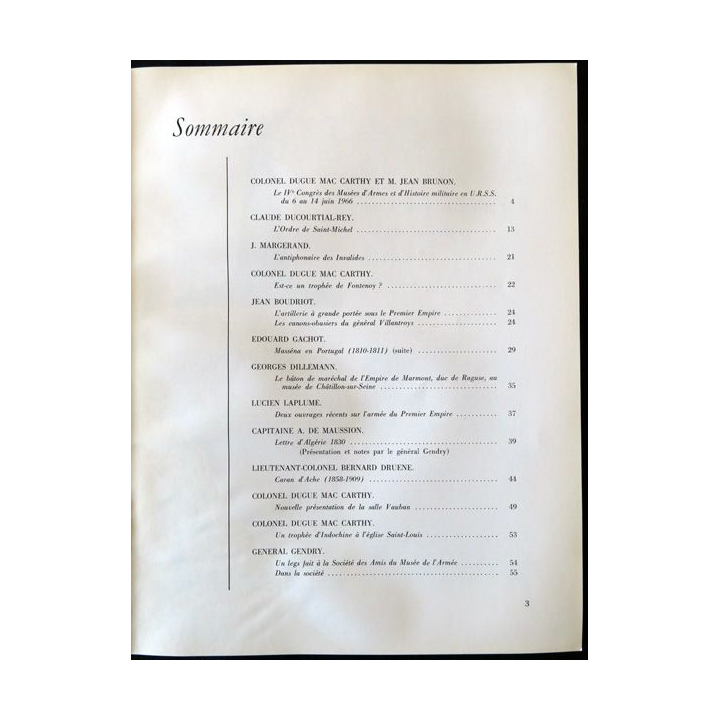 Revue de la société des amis du musée de l'armée N° 71 - 1967 avec son supplément