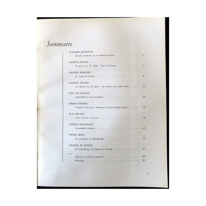 Revue de la société des amis du Musée de l'Armée N°77 -1973 avec son supplément
