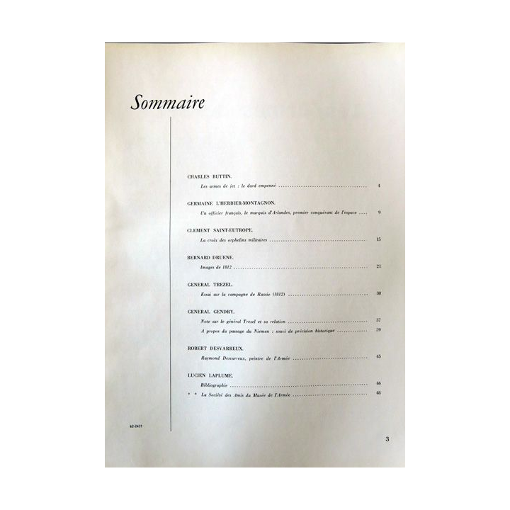 Revue de la société des amis du Musée de l'Armée N°66 - 1962
