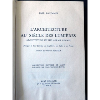 L'architecture au siècle des lumières de Aemil Kaufmann aux éditions René Julliard