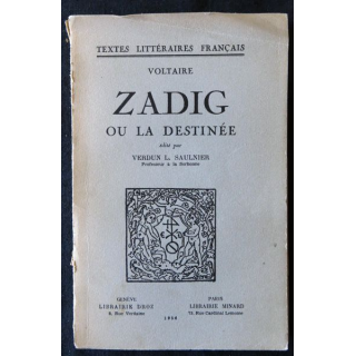 Zadig ou la destinée par Verdun L. Saulnier édité Librairie Minard 1956