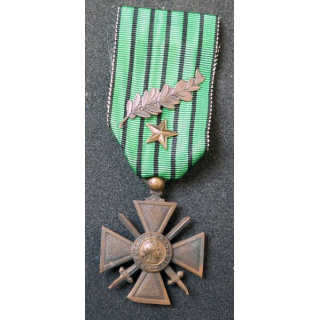 FRANCE : croix de guerre de l'État français (Vichy) 1939-1940 en bronze avec ruban 2 citation (palme et étoile de bronze)