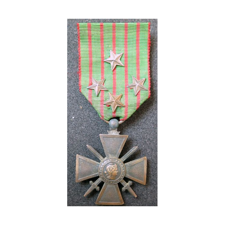 FRANCE : Croix de guerre 1914-1915 avec 4 citations (4 étoile de bronze)
