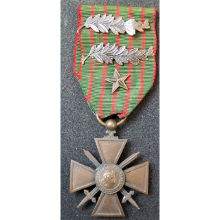 FRANCE : Croix de guerre 1914-1915 avec 4 citations (4 étoile de bronze)