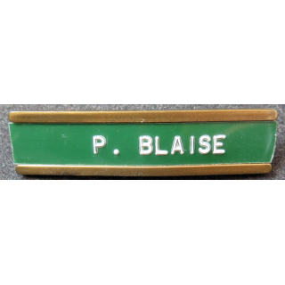 bande patronimique plastique au nom de P. Blaise