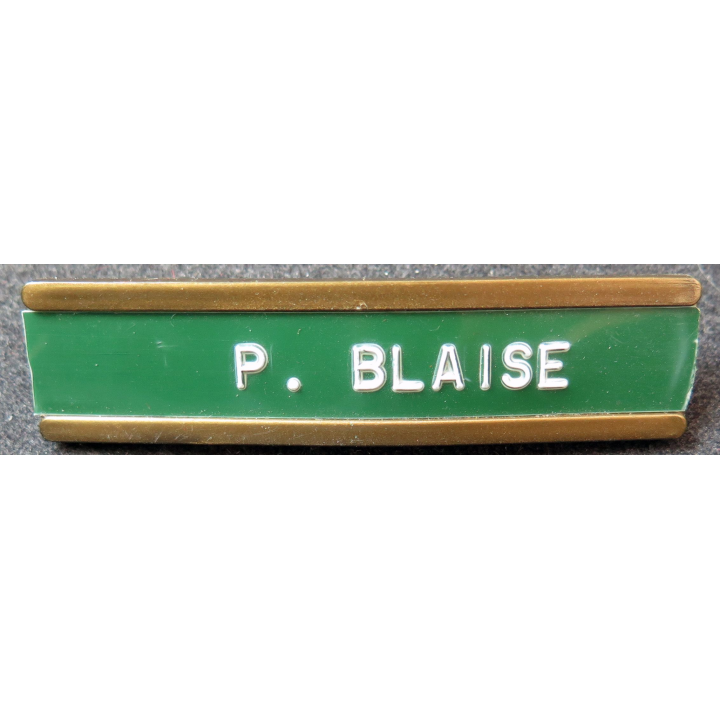 bande patronimique plastique au nom de P. Blaise